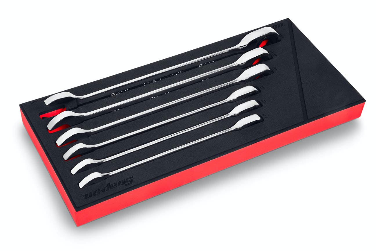 6 pc 12-Point Metric Flank Drive® Plus 0° Offset Non-Reversing Ratcheting Combination Wrench Foam Set (17–24 mm) | SOXRM02FBRA 6 pc 12-Point Metric Flank Drive® Plus 0° Offset Non-Reversing Ratcheting Combination Wrench Foam Set (17–24 mm) | SOXRM02FBRA